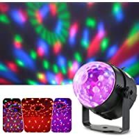 Lixada Bola Discoteca Luces RGB LED Mini Crystal Magic Bola Giratoria Efecto LED Escenario Luces para KTV Navidad Fiesta…